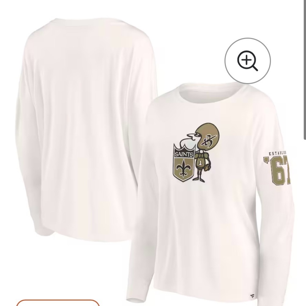 Fanatics Cream Long Sleeve Saints Graphic Lightweight Tee - New without tags.
